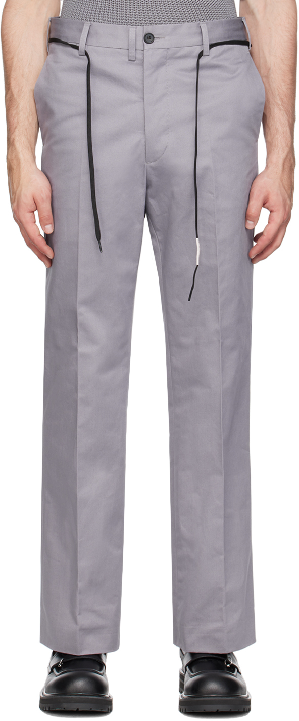 Gray Straight-Leg Trousers