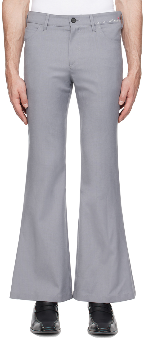 Shop Marni Gray Embroidered Trousers In 00n30 Mercury