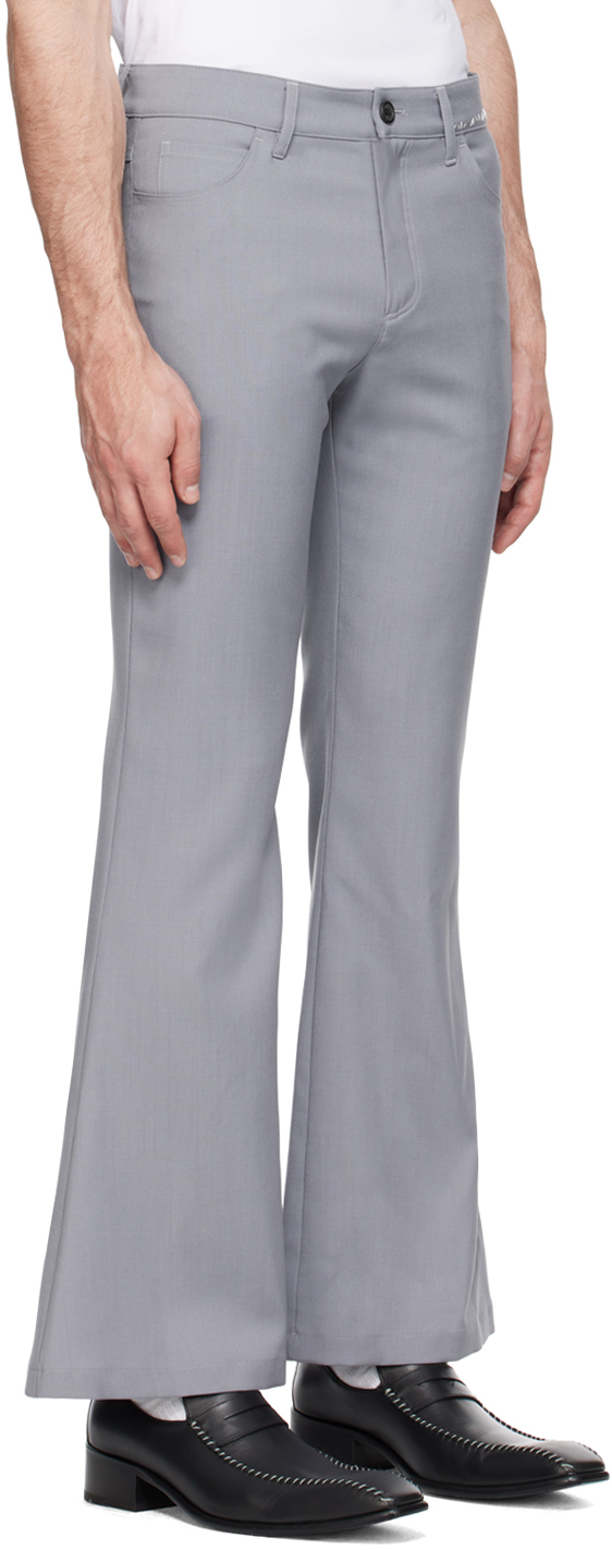 Marni Gray Embroidered Trousers In 00n30 Mercury