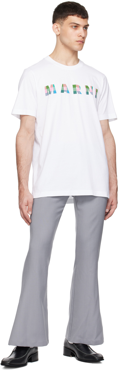 Marni Gray Embroidered Trousers In 00n30 Mercury