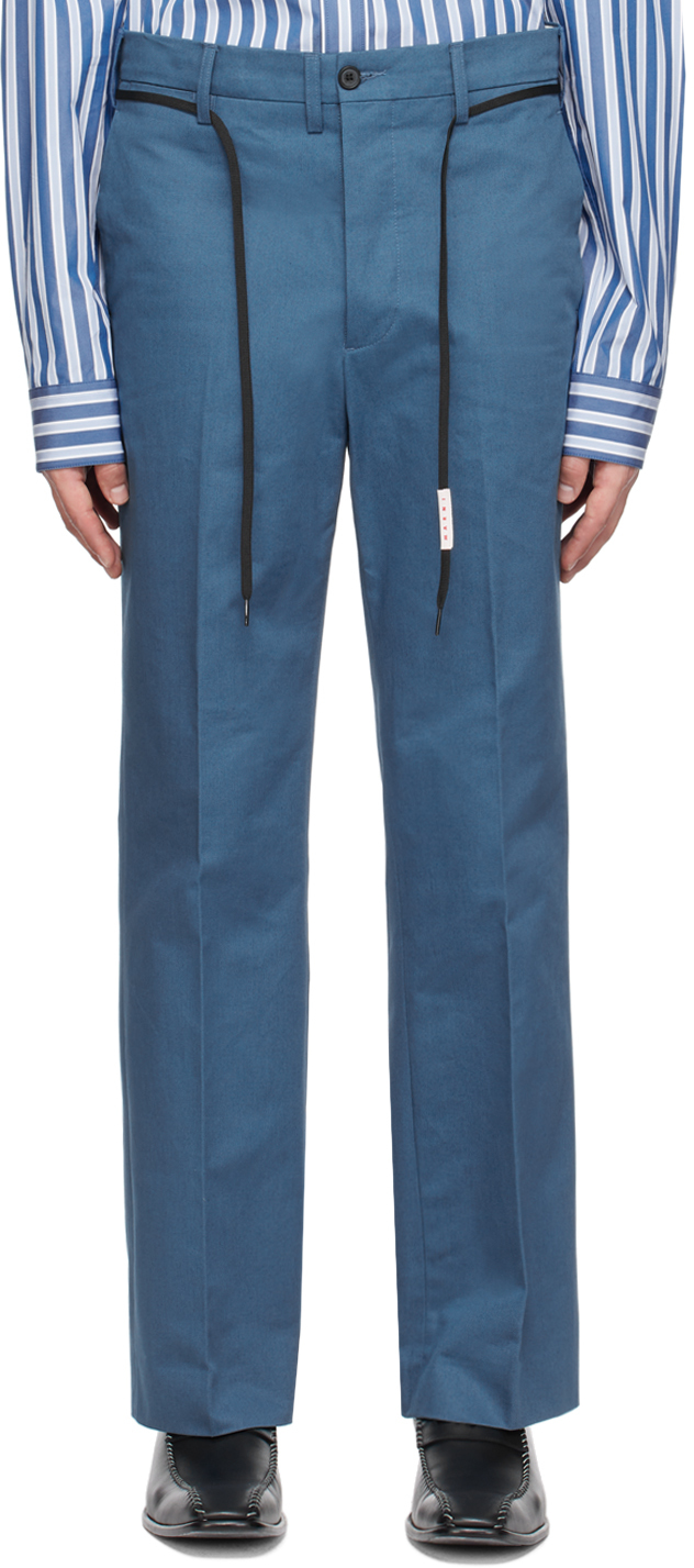 Shop Marni Blue Straight-leg Trousers In 00b37 Opal