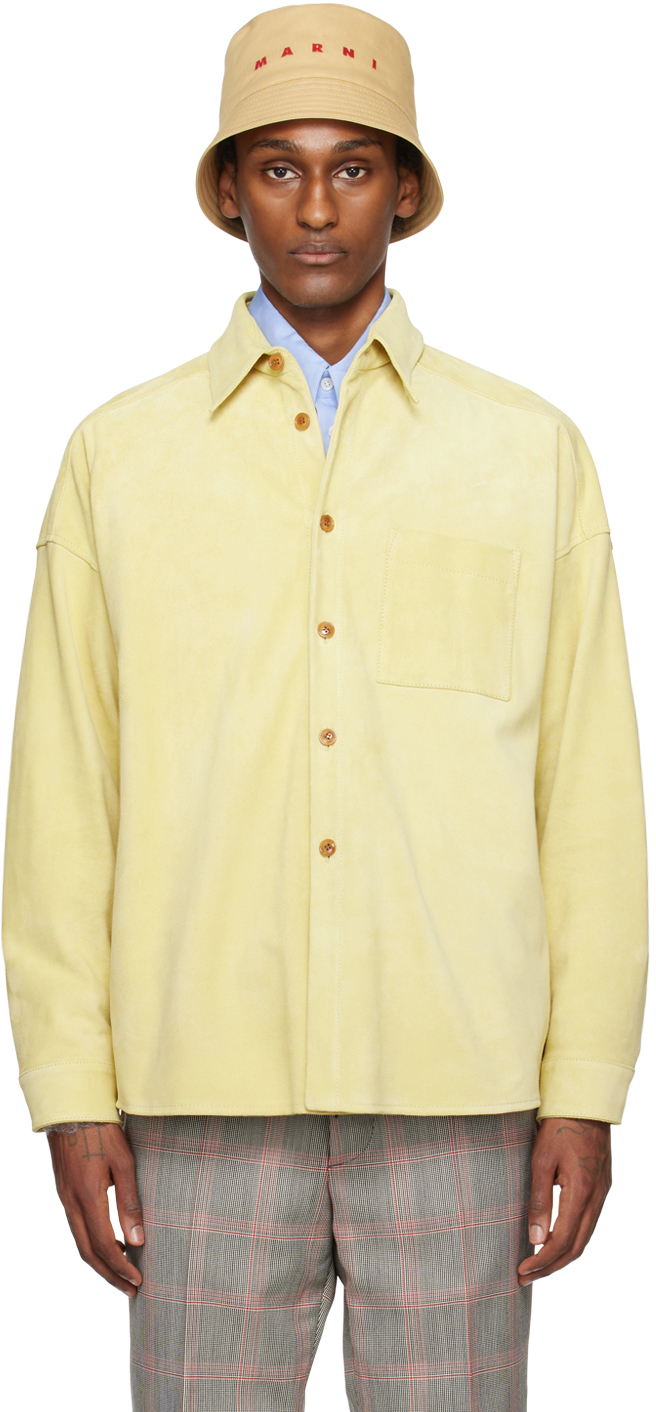 Marni Yellow Pyramid Leather Shirt In 00w71 Pyramid