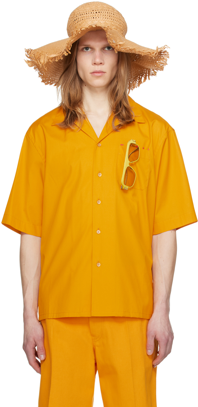 Marni Orange Printed Shirt In Lor31 Light Orange