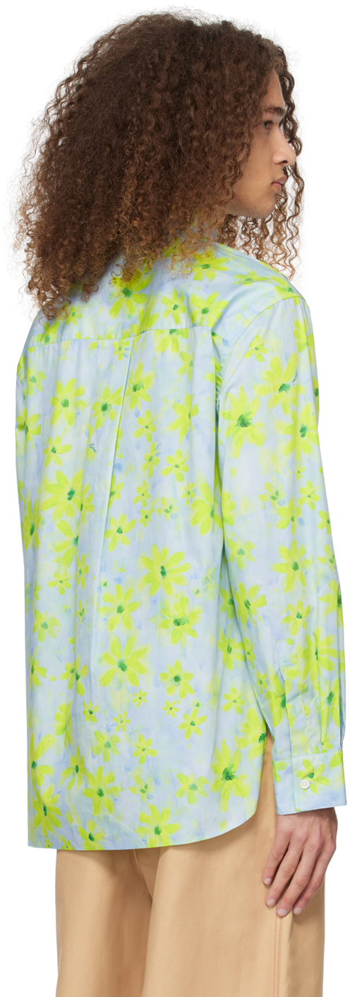 Marni Blue Floral Shirt In Pab24 Aquamarine