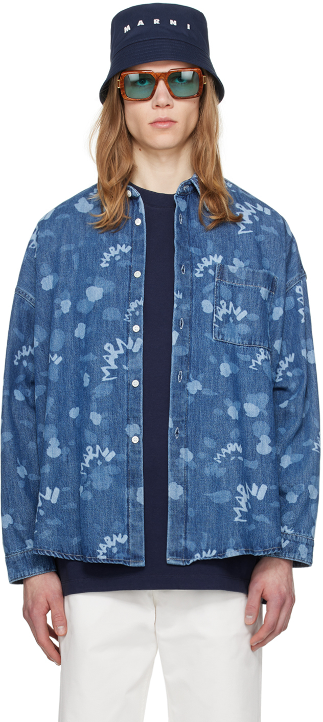 Shop Marni Blue Faded Denim Shirt In Mdb50 Iris Blue