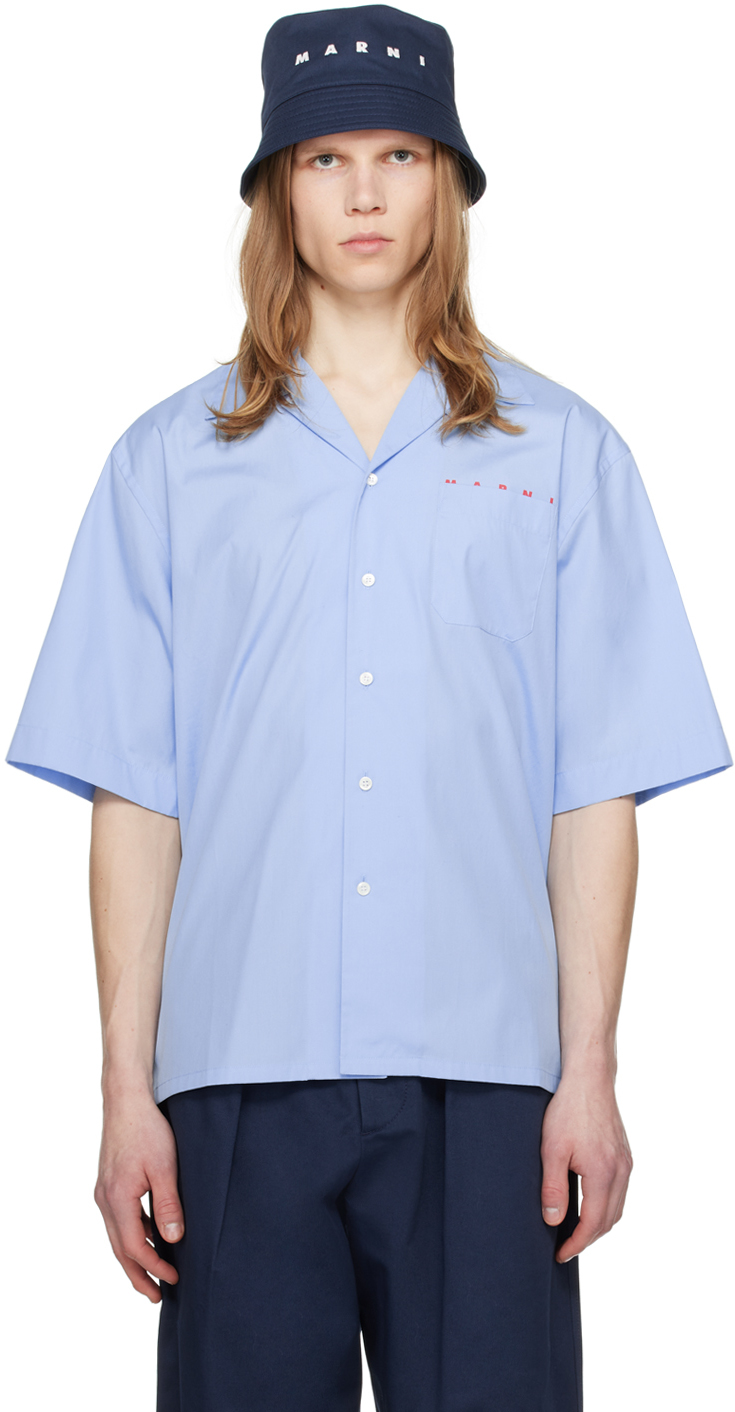 Marni Blue Printed Shirt In Iris Blue L2b50