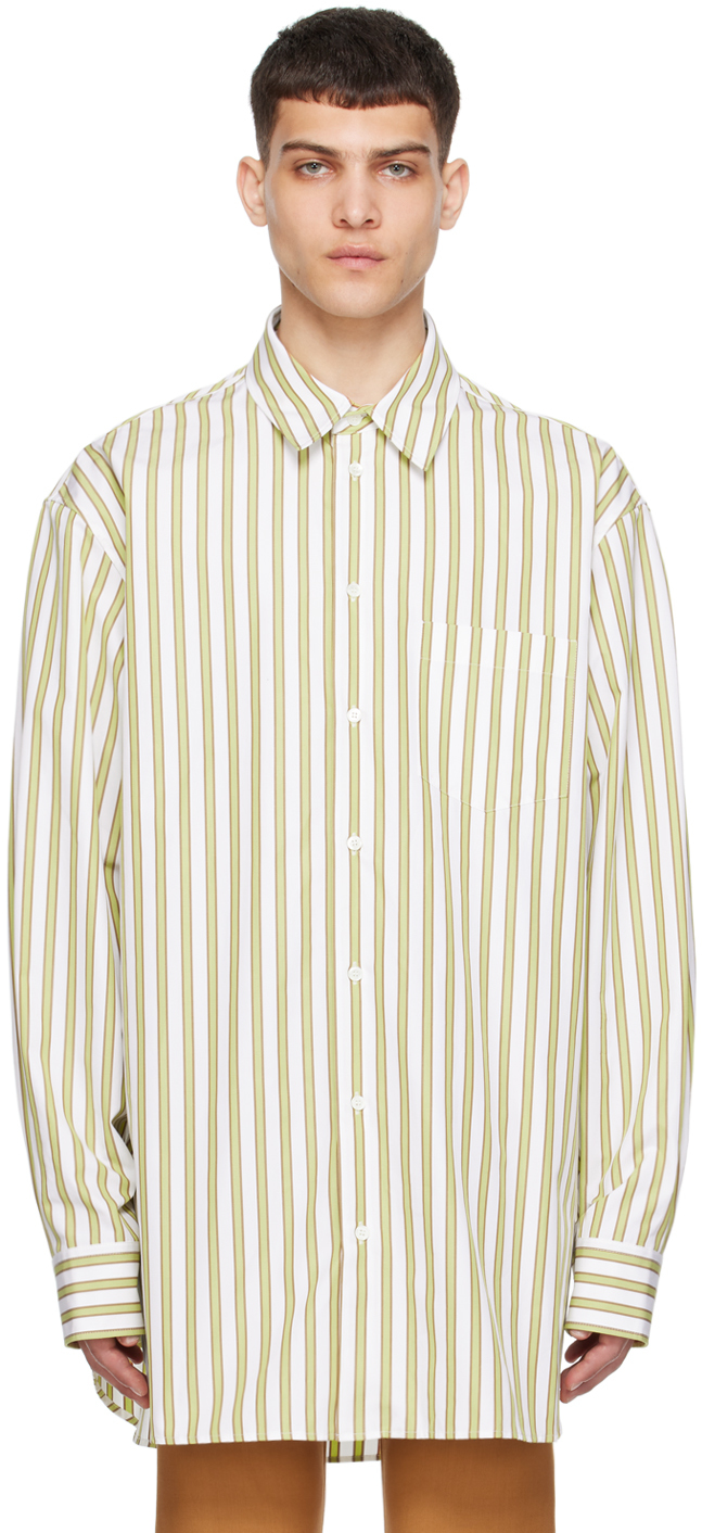 Shop Marni White & Yellow Striped Shirt In Sty48