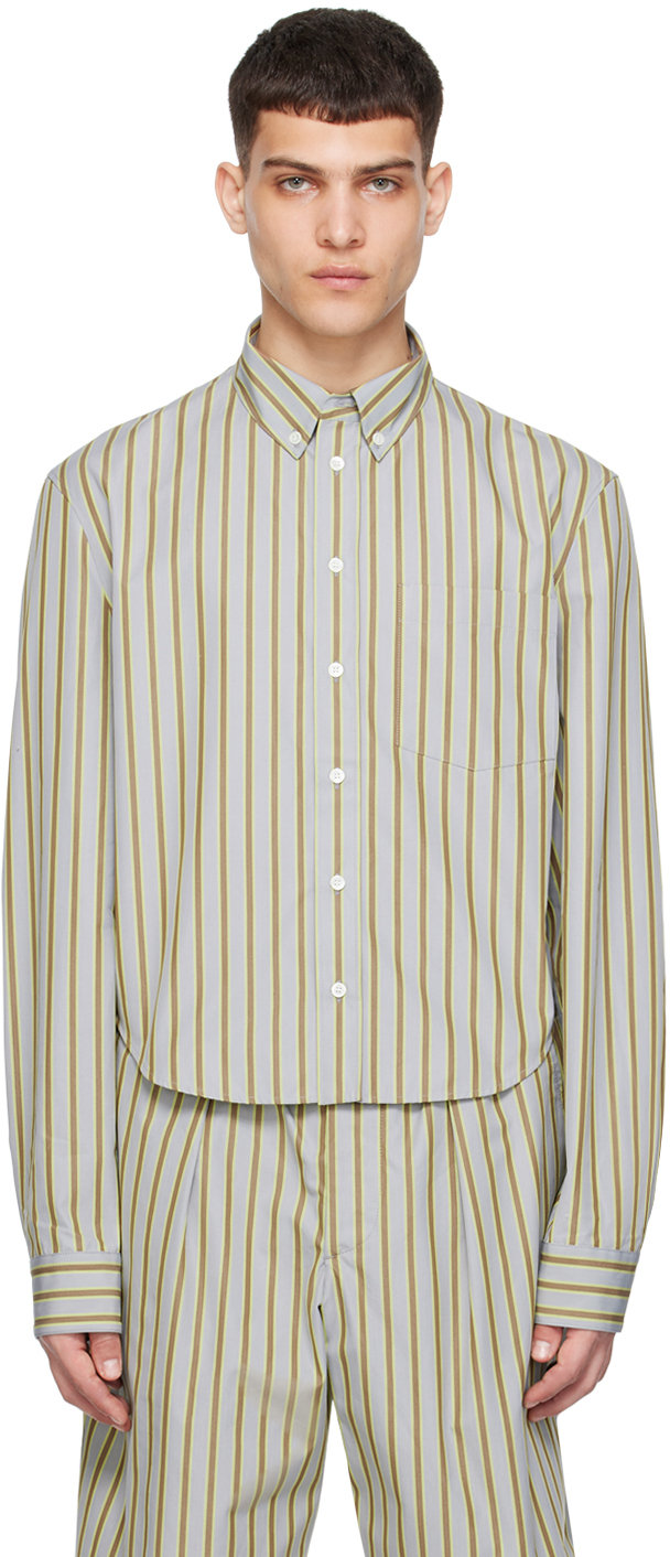 Shop Marni Brown & Gray Striped Shirt In Stn30 Mercury