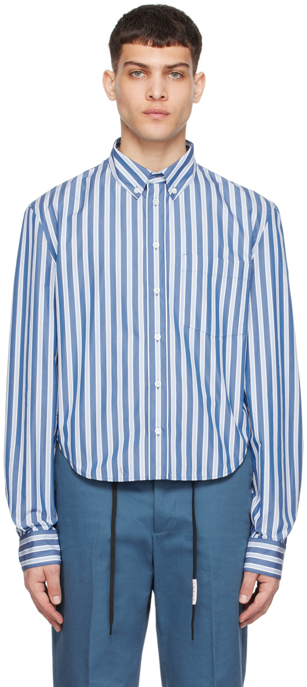 Shop Marni Blue Striped Shirt In Stb37 Opal