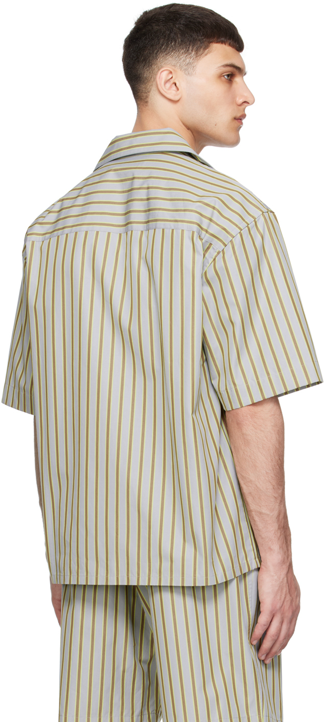 Marni Striped Cotton Shirt In Stn30 Mercury