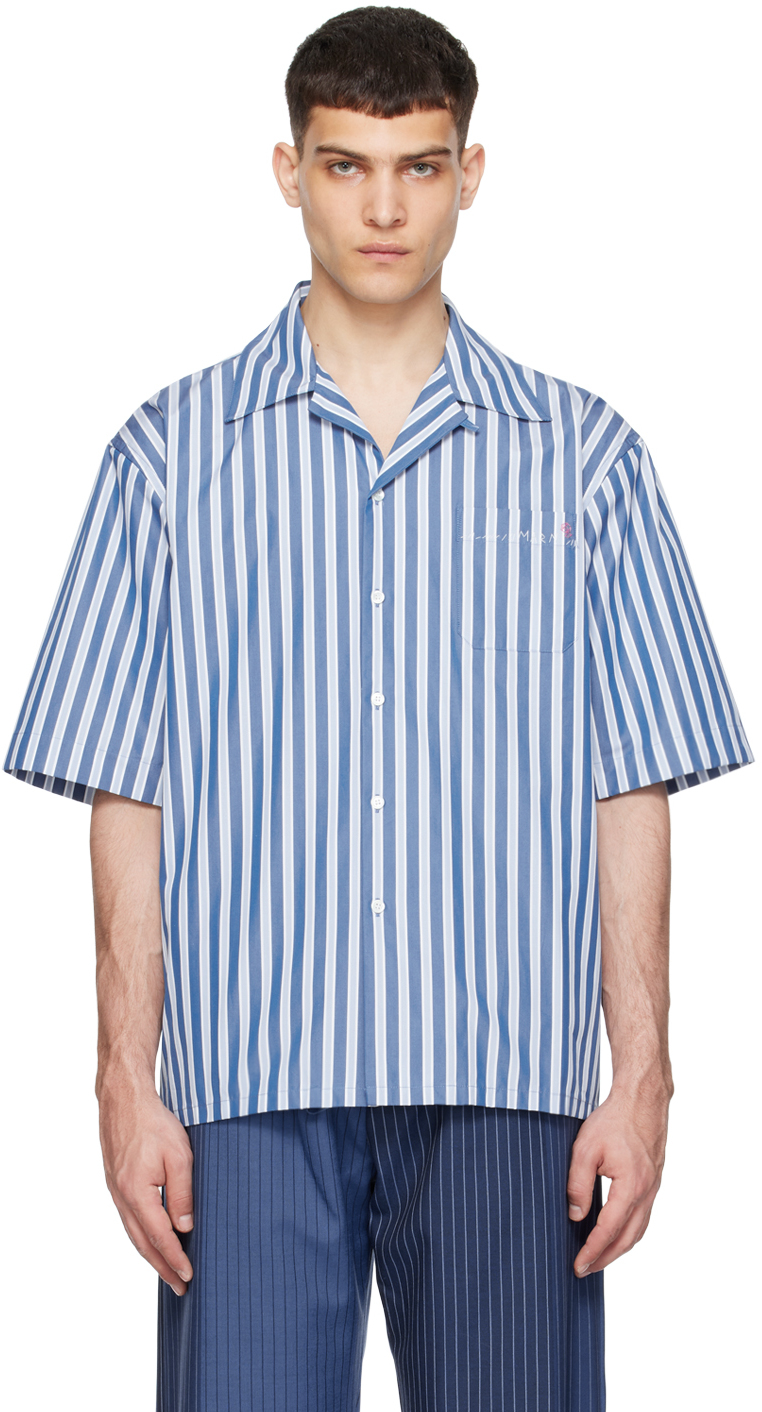 Shop Marni Blue Striped Shirt In Stb37 Opal