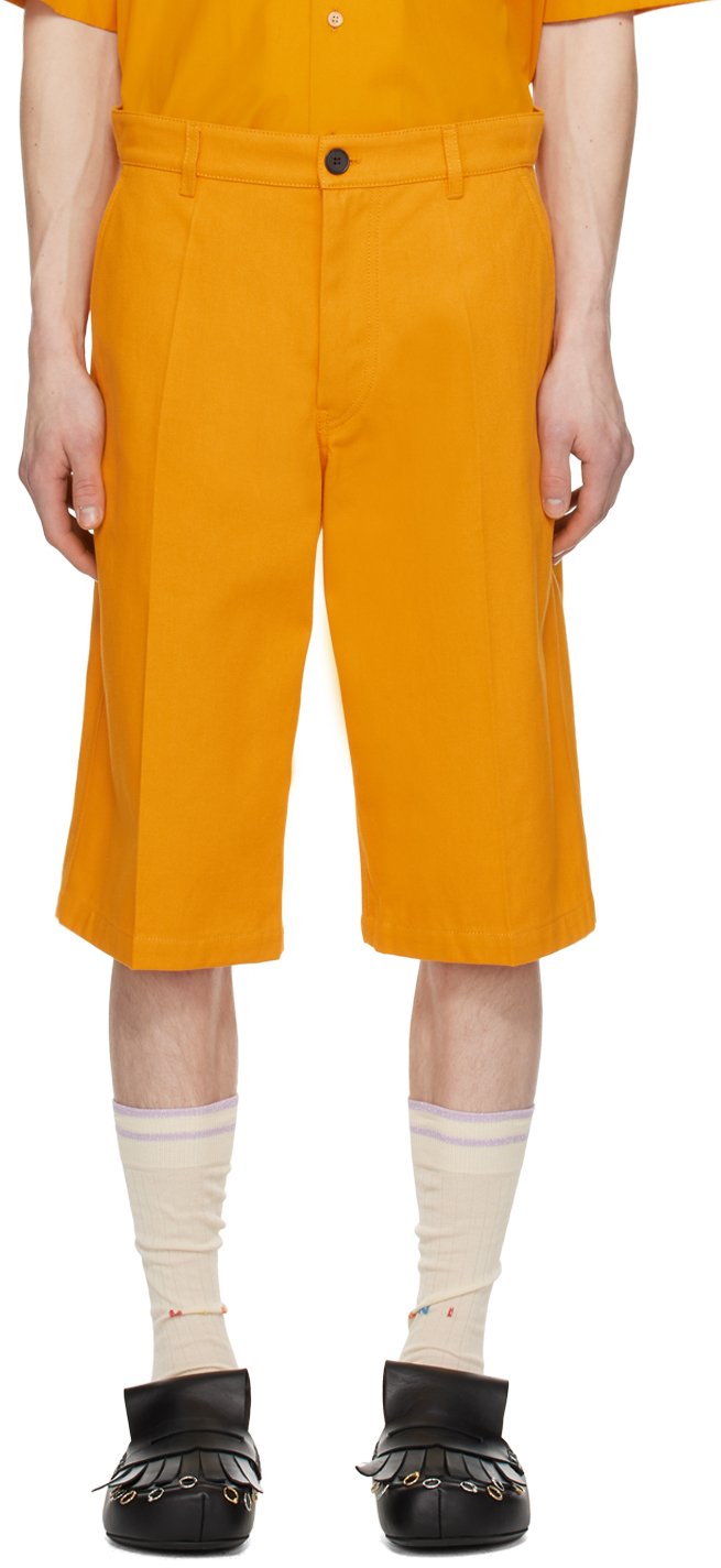 Shop Marni Orange Straight-leg Shorts In 00r31 Light Orange