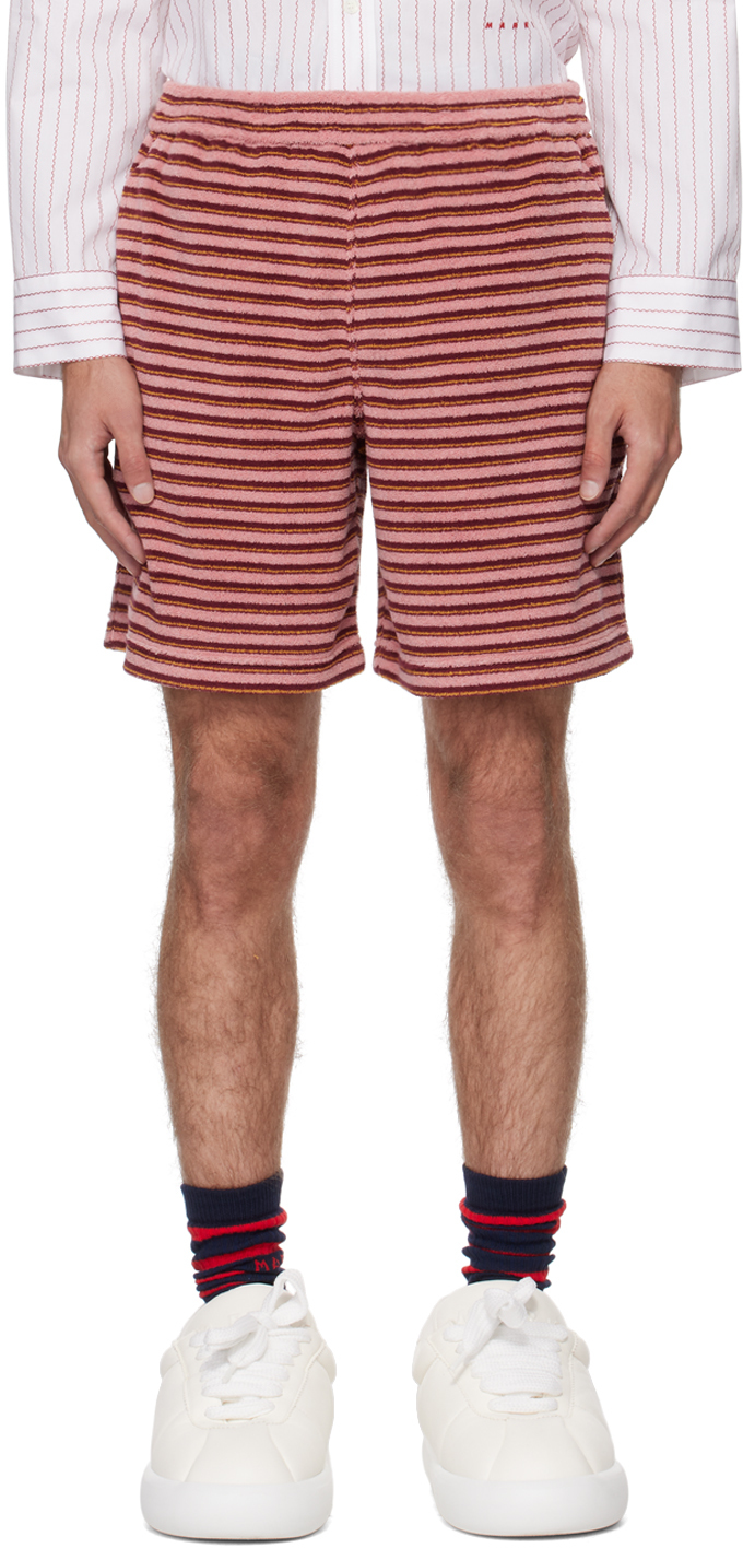Marni Pink Striped Shorts In Stc13 Pink Gummy