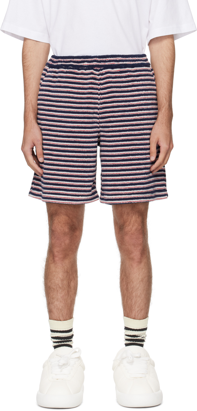 Shop Marni Navy Striped Shorts In Stb94 Blumarine
