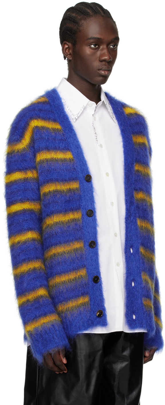 Marni Blue Iconic Stripes Cardigan In Royal Rgb56