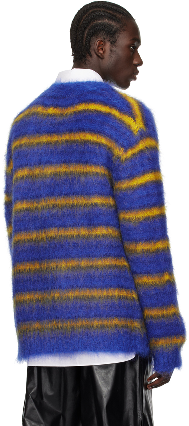 Marni Blue Iconic Stripes Cardigan In Royal Rgb56