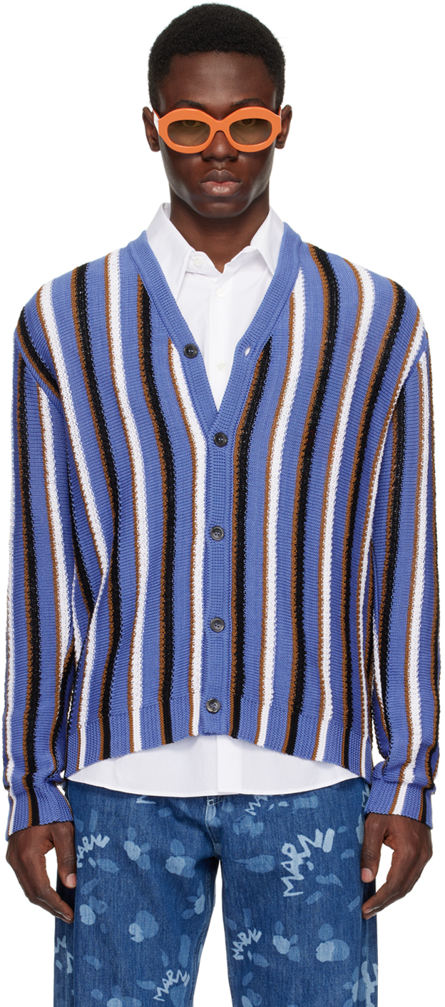 Blue & White Striped Cardigan