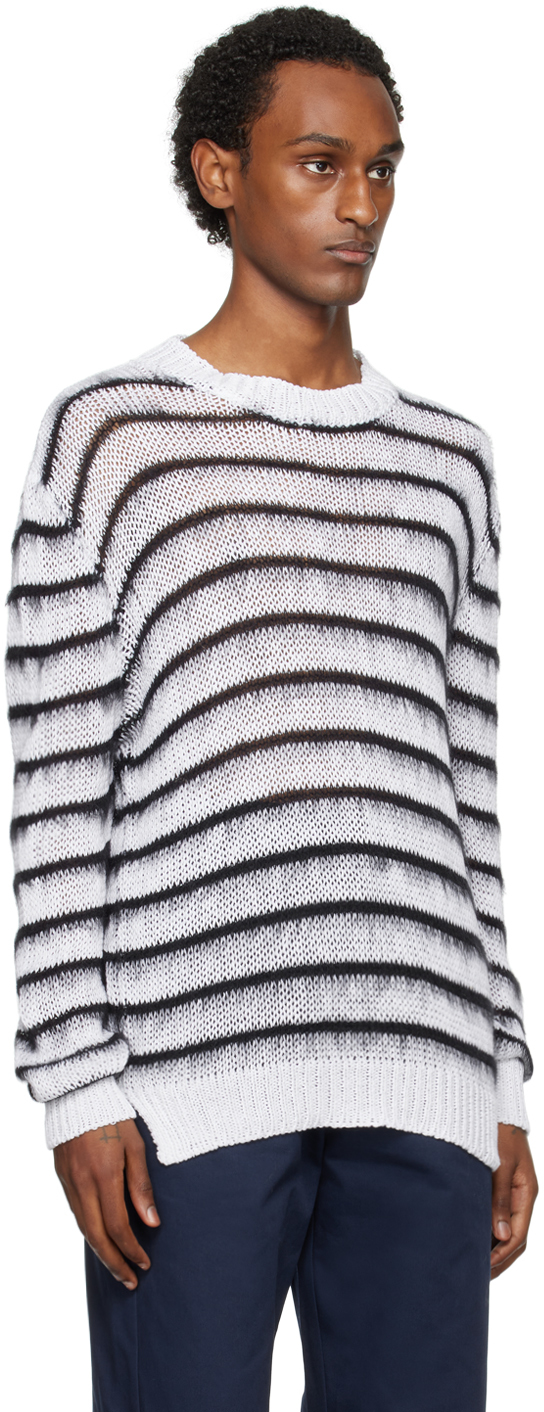 Marni White Stripe Sweater In Rgw01 Lily White