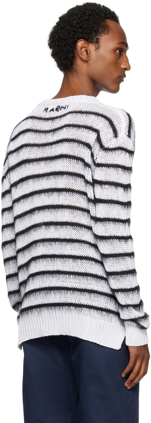 Marni White Stripe Sweater In Rgw01 Lily White