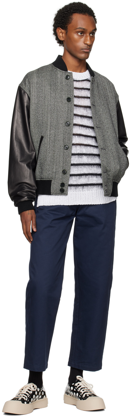 Marni White Stripe Sweater In Rgw01 Lily White
