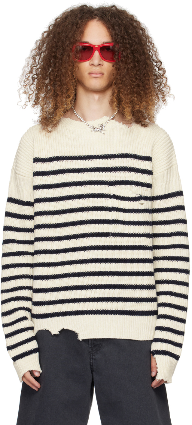 Marni: Off-White Striped Sweater | SSENSE Canada