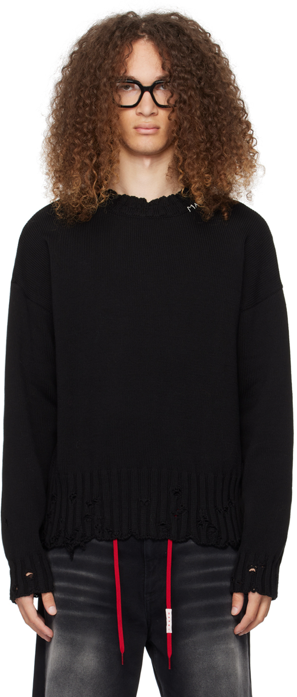 Marni Black Twisted Sweater In 00n99 Black