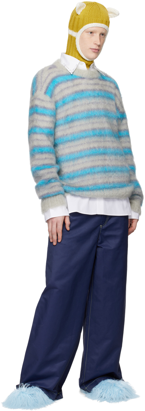 MARNI GRAY & BLUE STRIPED SWEATER 