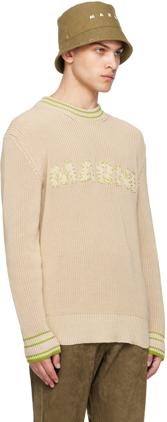 Marni Beige Patches Sweater In 00w06 Ivory