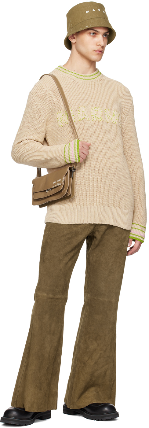 Marni Beige Patches Sweater In 00w06 Ivory