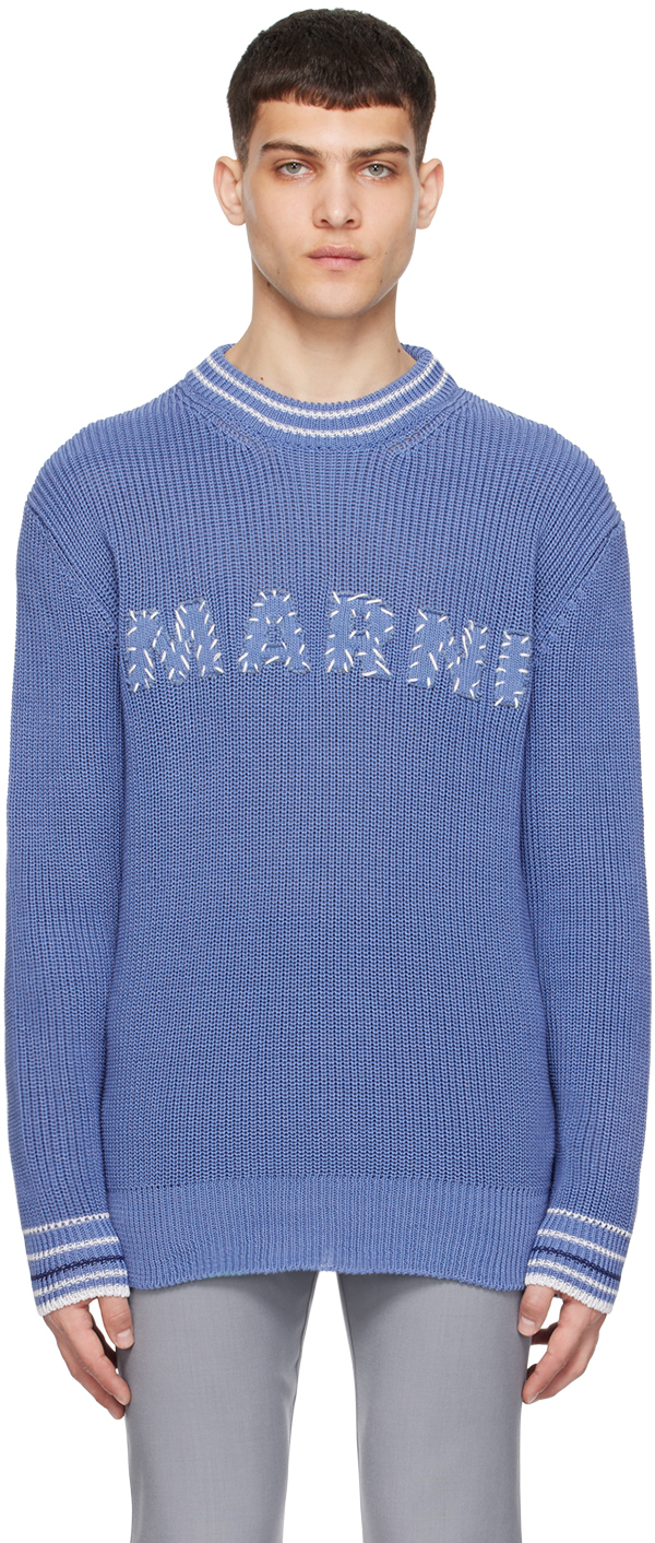 Shop Marni Navy Patches Sweater In 00b37 Opal