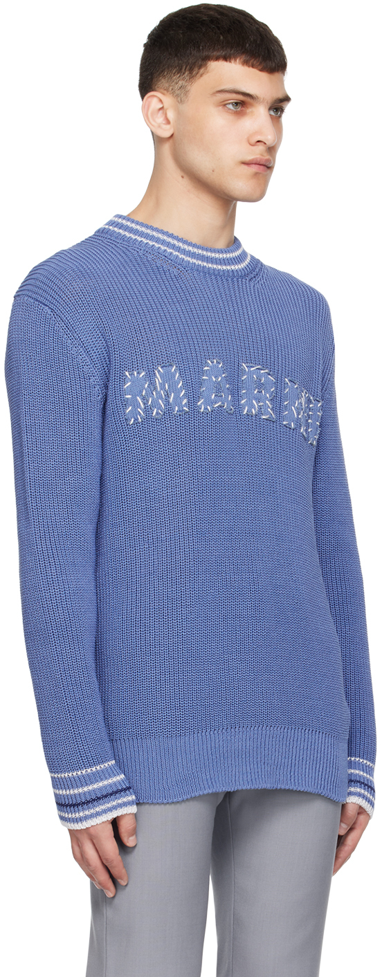 Marni Navy Patches Sweater In 00b37 Opal