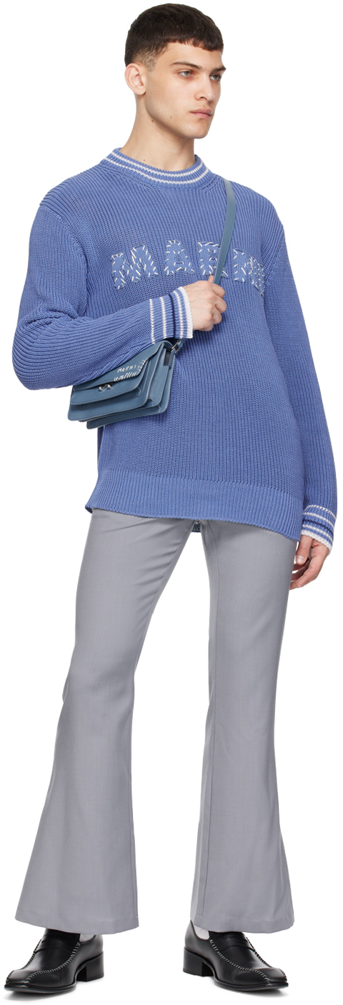 Marni Navy Patches Sweater In 00b37 Opal