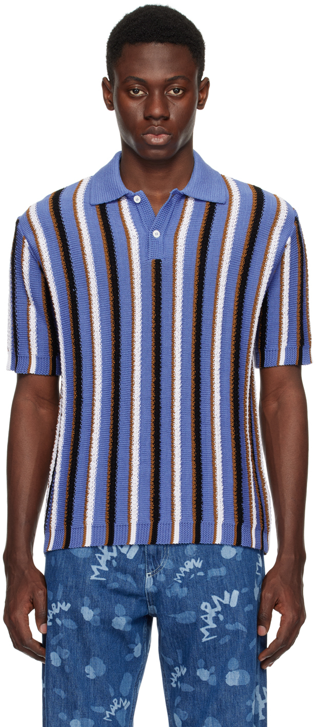 Blue & White Striped Polo by Marni on Sale