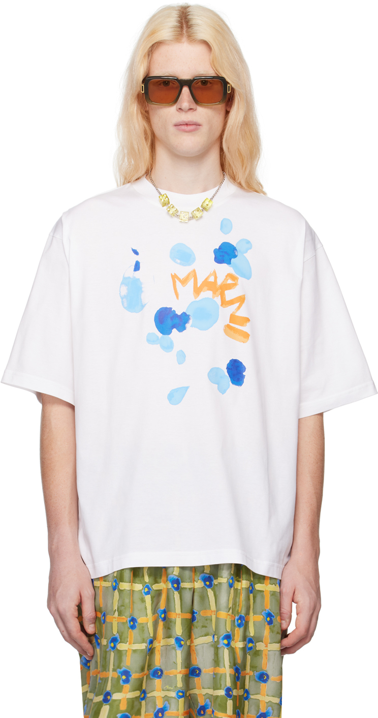 Marni: White Dripping T-Shirt | SSENSE Canada