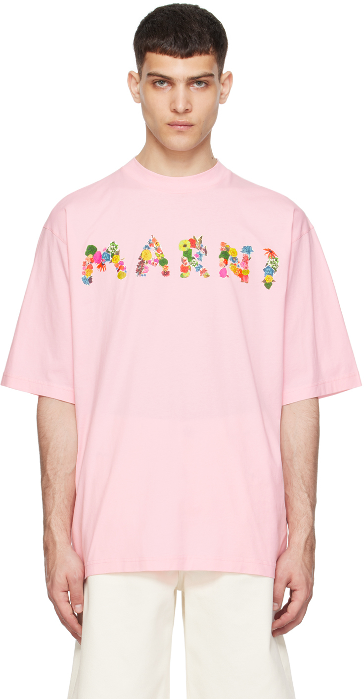 Shop Marni Pink Printed T-shirt In Cbc16 Magnolia