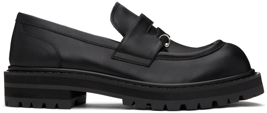 Shop Marni Black Leather Chunky Loafers In 00n99 Black