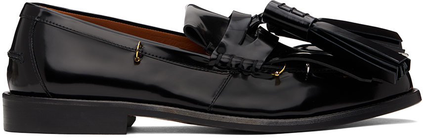 Shop Marni Black Leather Bambi Loafers In 00n99 Black