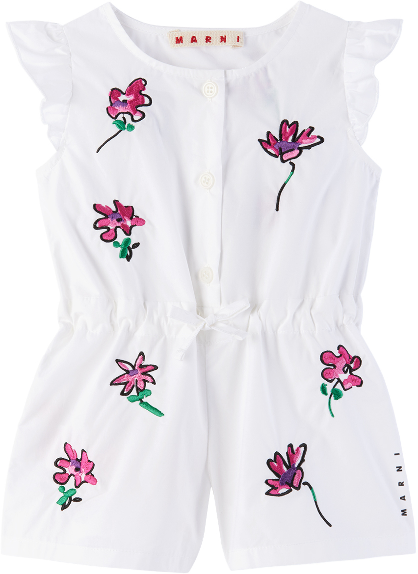 Shop Marni Baby White Floral Romper In 0m100
