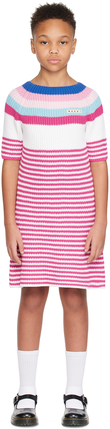 Shop Marni Kids Pink Striped Dress In 0m340