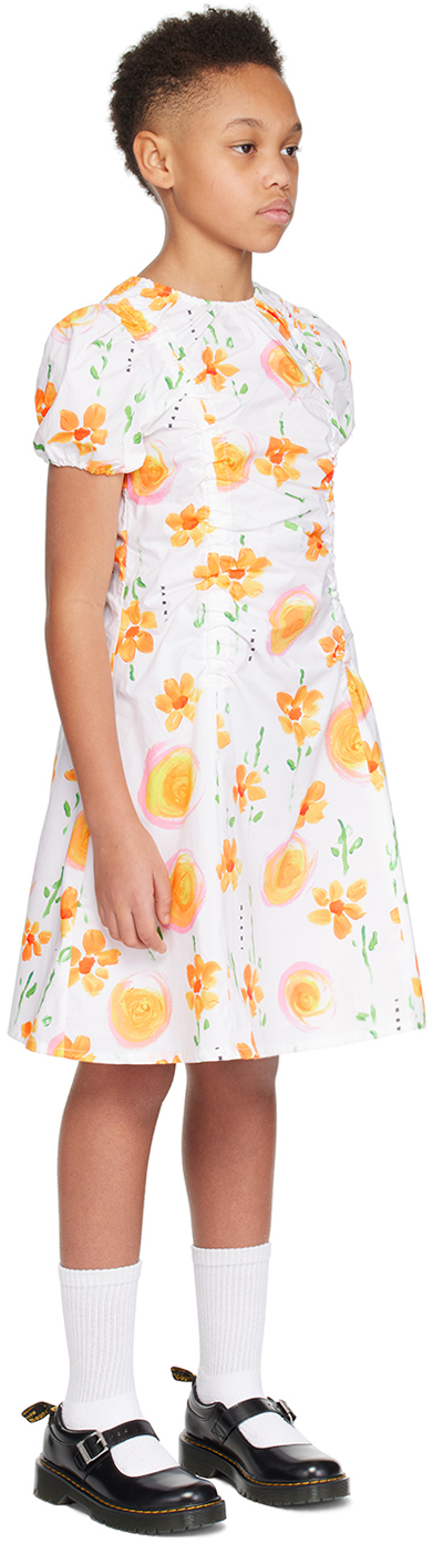 MARNI KIDS WHITE SHIRRED DRESS
