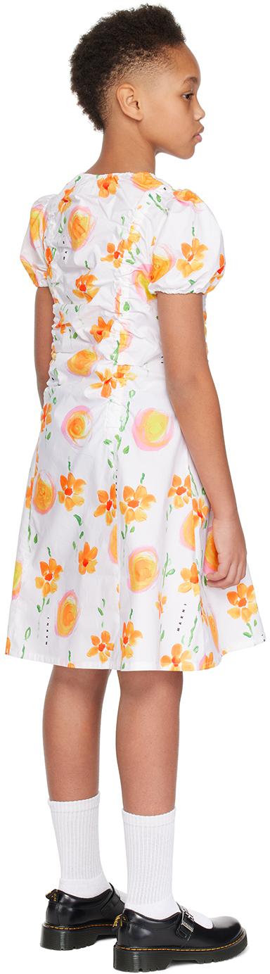 MARNI KIDS WHITE SHIRRED DRESS