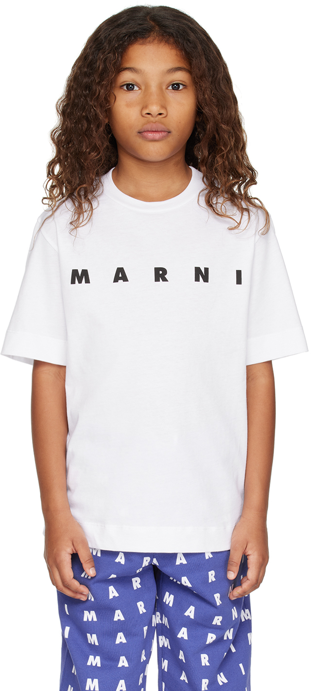 Kids White Printed T-Shirt