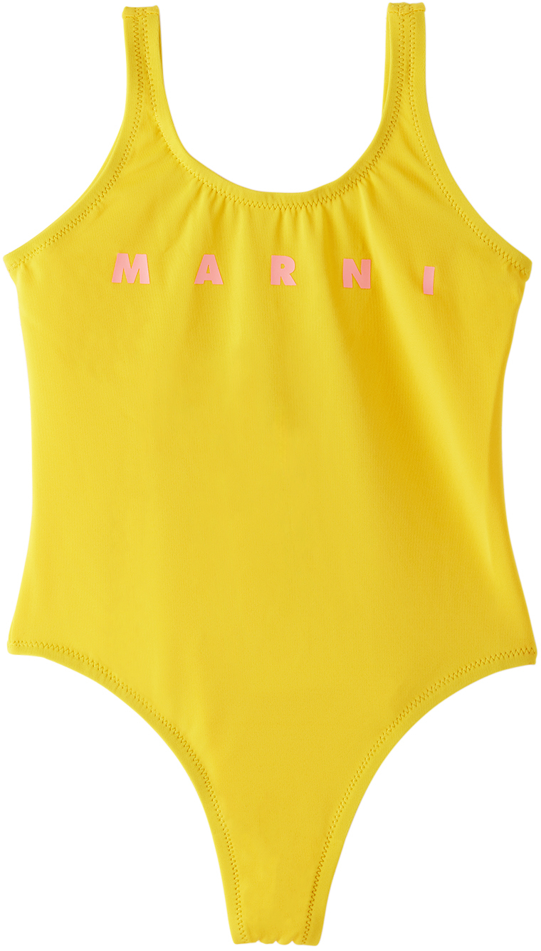 Marni Kids Yellow Bonded One-piece Swimsuit In 0m215