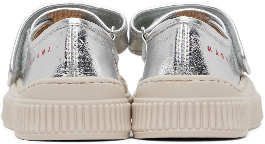 Marni Kids Silver Printed Sneakers In Silver