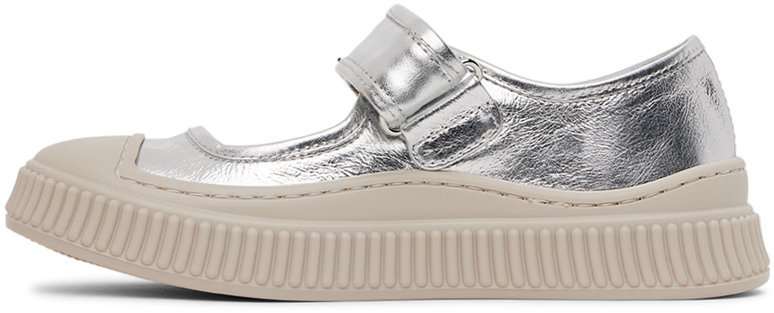 Marni Kids Silver Printed Sneakers In Silver
