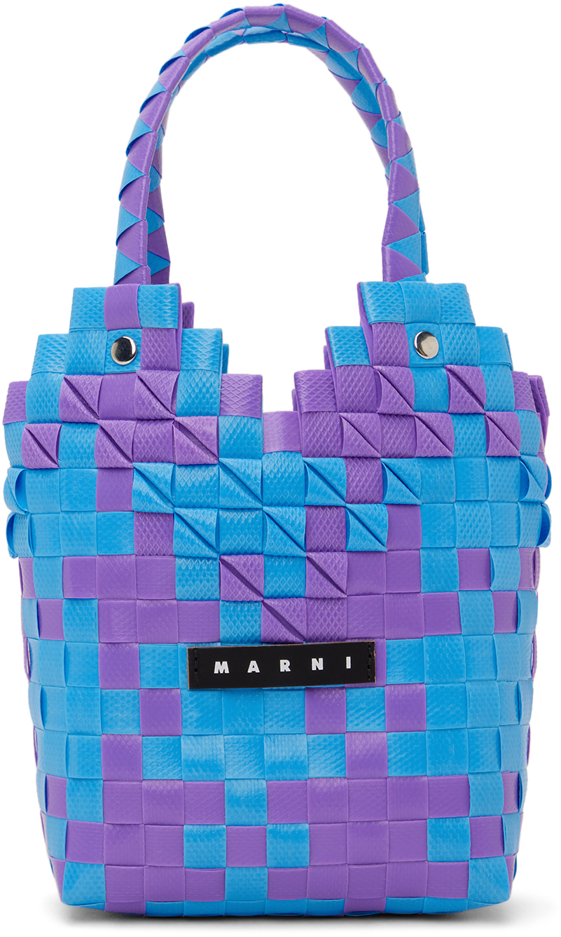 Marni Kids Blue & Purple Diamond Basket Bag In 0m340