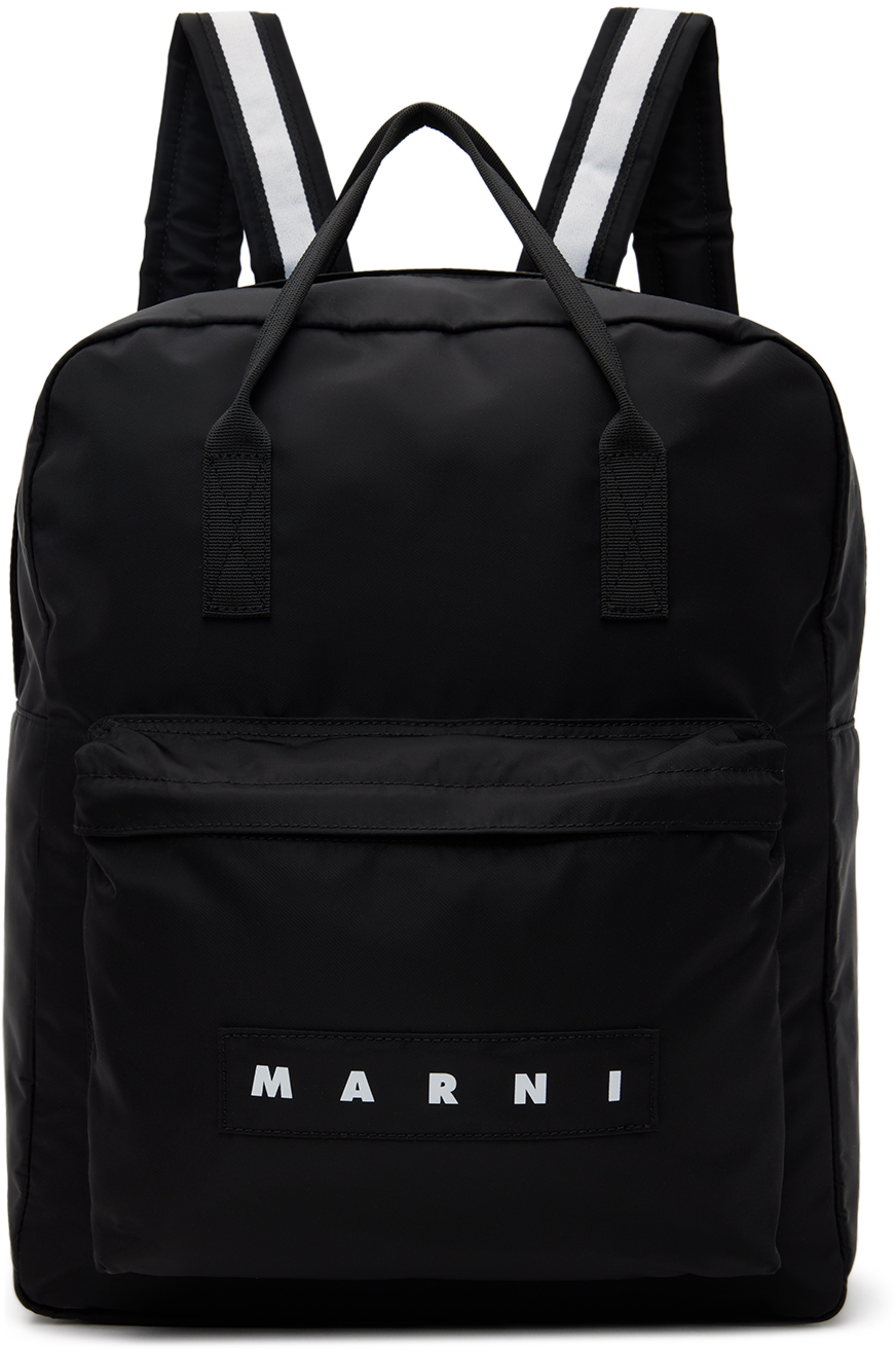 Marni Kids Black Logo Backpack In 0m900