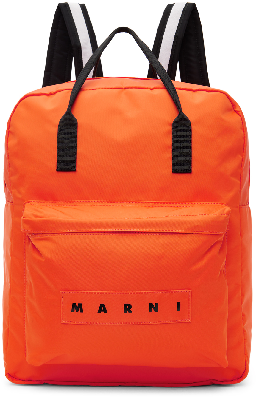Marni Kids Orange Logo Backpack In 0m429