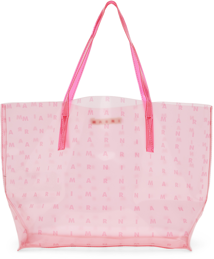 Shop Marni Kids Pink Allover Logo Print Tote In 0m340