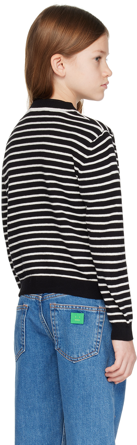 MARNI KIDS BLACK & WHITE STRIPED CARDIGAN 